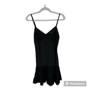 Victoria’s Secret Black Sexy Little Things Slip/Chemise Tiered Bottnm Sz L
